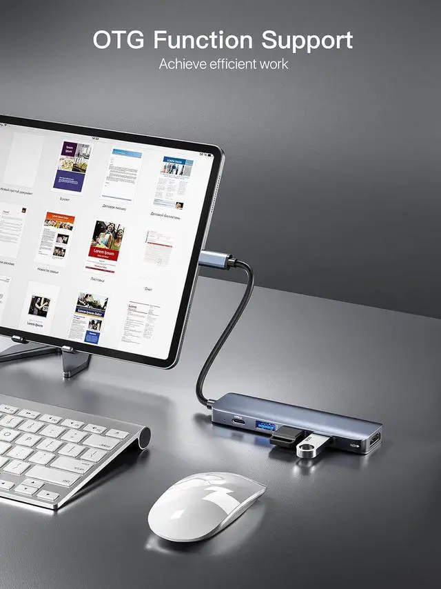 Alt view image 6 of 7 - USB C Hub 5 in 1 Multiport Adapter 4K HDMI, 100W Power Delivery, 3 USB 3.0 Data Ports (5Gbps), USB C Dongle for MacBook Pro/Air, iPad Pro, iMac, iPhone 15 Pro/Pro Max, XPS