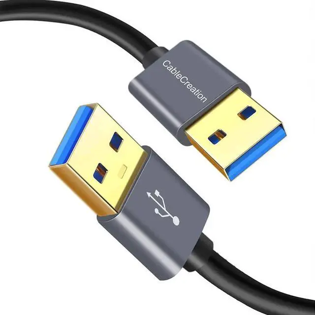 Main image of Short USB to USB Cable, USB 3.0 Type A Male to Male Cable, Compatible with External Hard Drive, Camera, Handwriting Board, Radiator and More, Space Gray, Aluminum Case, 1.6ft