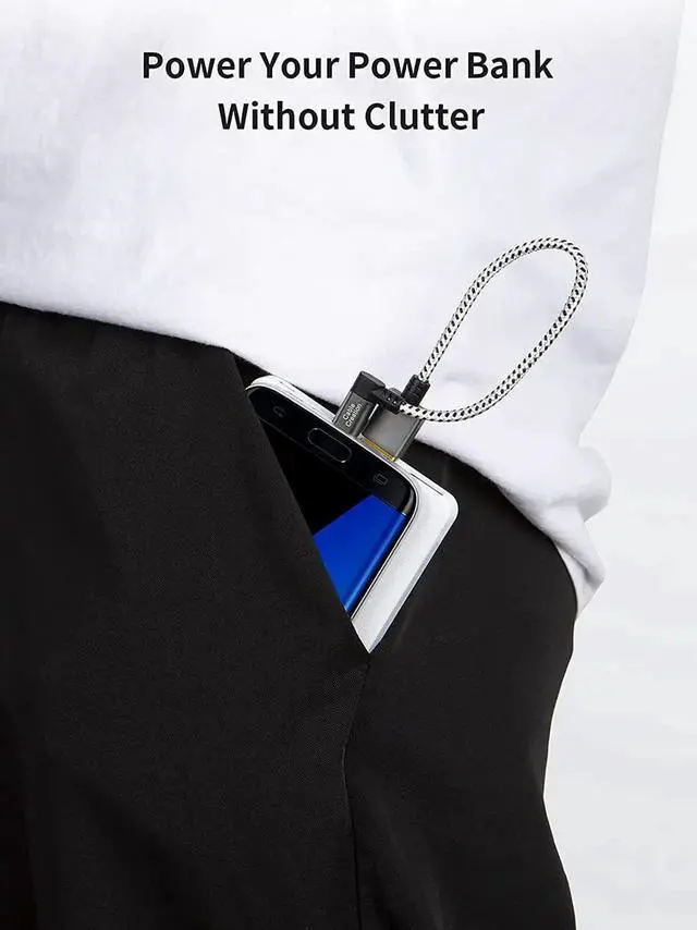 Alt view image 7 of 7 - 2 Pack Short Right Angle Micro USB 2.0 Braided Cable, 90 Degree USB 2.0 to Micro USB Charging Data Cable Compatible with PS4, Roku Streaming Stick, Aluminum Case, 0.5 FT, Space Gray