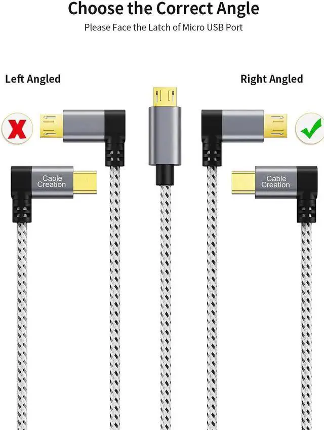Alt view image 2 of 7 - 2 Pack Short Right Angle Micro USB 2.0 Braided Cable, 90 Degree USB 2.0 to Micro USB Charging Data Cable Compatible with PS4, Roku Streaming Stick, Aluminum Case, 0.5 FT, Space Gray