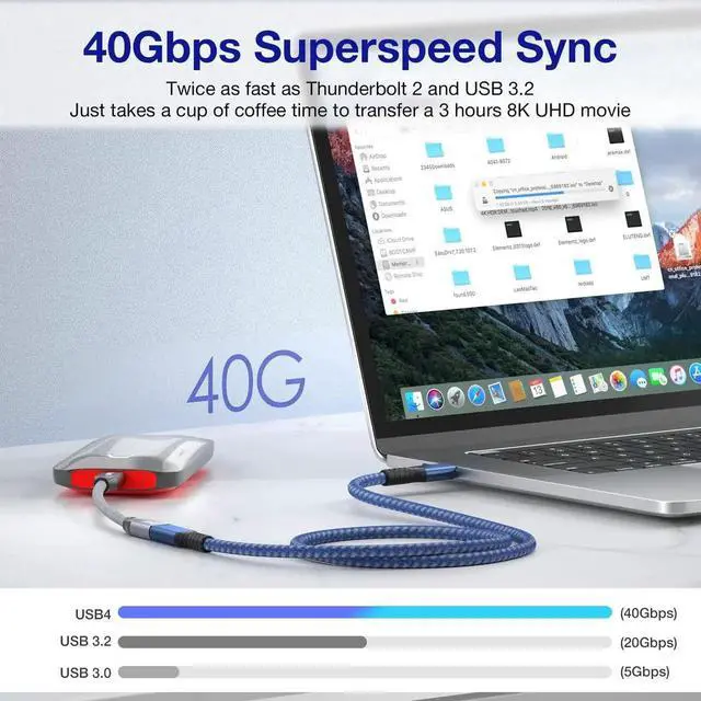 Alt view image 2 of 7 - USB4 Extension Cable 0.65FT, Thunderbolt 3 & 4 Extension Cable, 40Gbps Transfer