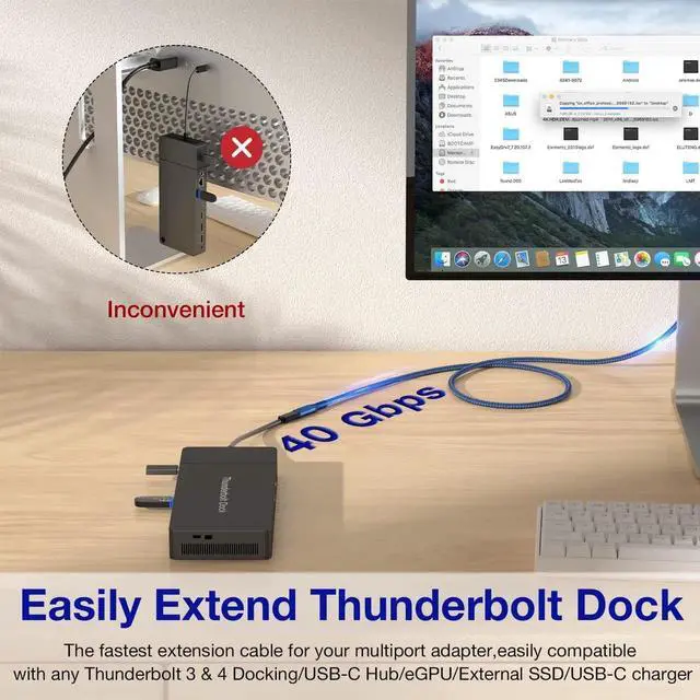 Alt view image 5 of 7 - USB4 Extension Cable 0.65FT, Thunderbolt 3 & 4 Extension Cable, 40Gbps Transfer
