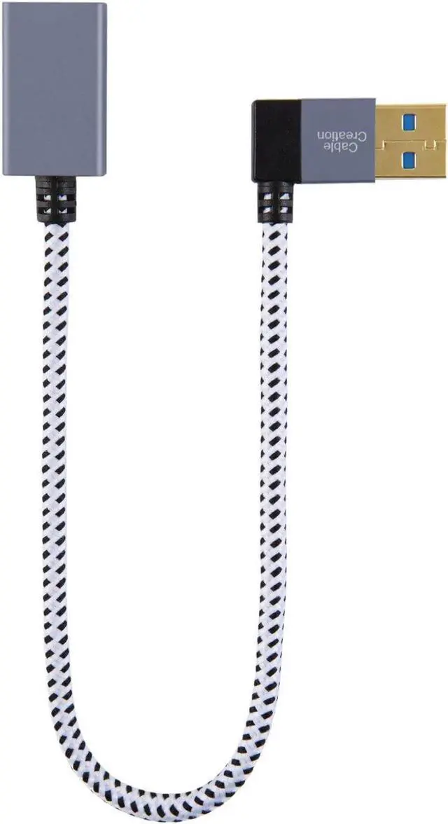 Alt view image 4 of 7 - Short USB 3.0 Extension Cable, 2-Pack Left Angle USB 3.0 Male to Male Extender Cord, 90 Degree USB 3.0 Adapter, Space Gray Aluminum