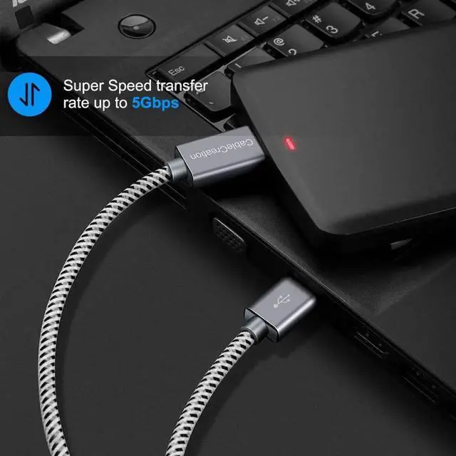 Alt view image 4 of 7 - 6.6 FT Hard Drive Cable, USB 3.0 Micro Cable, USB 3.0 A to Micro B Cord Compatible with External Hard Drive, HD Camera, Charging Samsung Galaxy S5, Note 3/N9000 2M, Space Gray Aluminum