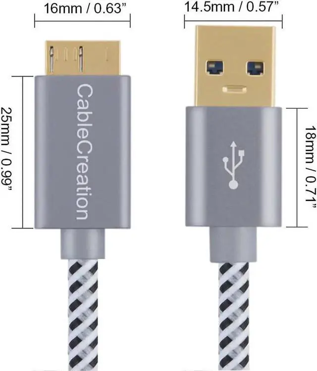 Alt view image 6 of 7 - 6.6 FT Hard Drive Cable, USB 3.0 Micro Cable, USB 3.0 A to Micro B Cord Compatible with External Hard Drive, HD Camera, Charging Samsung Galaxy S5, Note 3/N9000 2M, Space Gray Aluminum