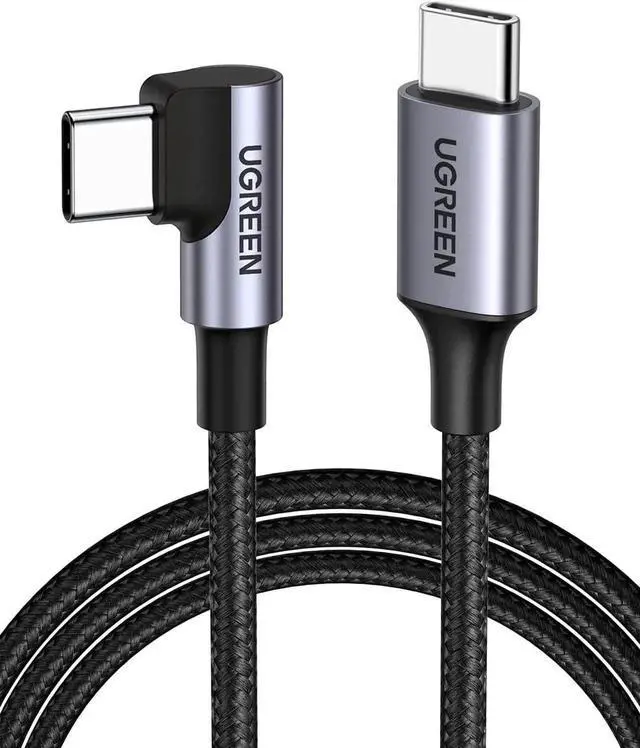 Main image of USB C to USB C Cable Right Angle 90 Degree Type C 60W PD Fast Charge Compatible with Samsung Galaxy S21 S20 Z Fold 3 Note 20 Google Pixel 5 4 MacBook Pro Air iPad Pro Air 4 Mini 6 Switch 3FT