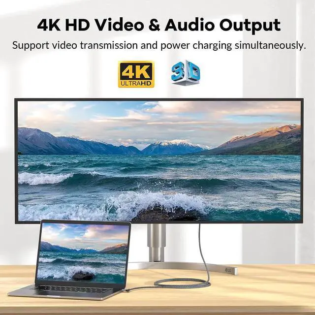 Alt view image 3 of 7 - USB C to USB C Cable 100W, 20Gbps 90 Degree Right Angle 4K@60Hz Video Output Cable (USB C 3.1 & 3.2 Compatible) with E-Marker for Thunderbolt 3, Oculus Quest, MacBook, iPad Pro, Pixel, Switch, 3.3FT