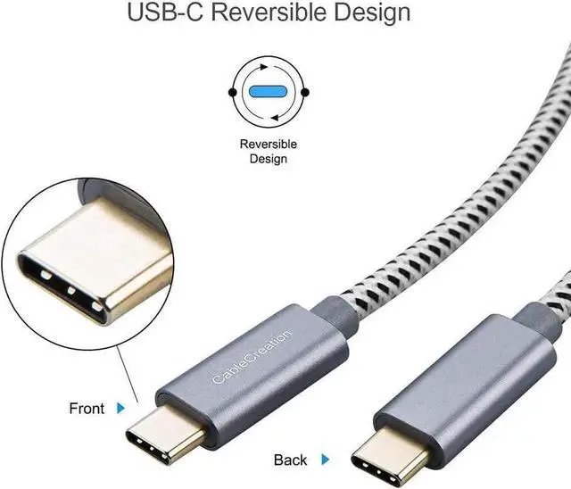 Alt view image 3 of 7 - USB C Cable 10FT [2-Pack], Cable Type C to Type C Fast Charging 3A 60W, Braided USB C Cable 3m, Compatible with MacBook Pro, Air, S21/S20+/S20 Ultra/S10, Note 10,etc. 3m / Space Gray