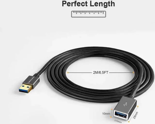 Alt view image 3 of 7 - Long USB 3.0 Extension Cable, USB 3.0 Extender Cable Type A Male to Female Data Transfer Cord Compatible for Oculus VR, Playstation, Xbox, Keyboard, Printer, Scanner Hard Drive 6.5FT/2M