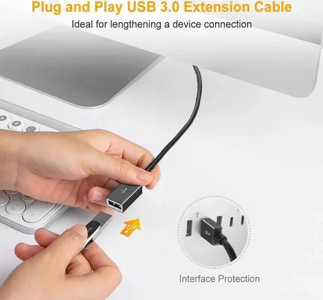Alt view image 7 of 7 - Long USB 3.0 Extension Cable, USB 3.0 Extender Cable Type A Male to Female Data Transfer Cord Compatible for Oculus VR, Playstation, Xbox, Keyboard, Printer, Scanner Hard Drive 6.5FT/2M
