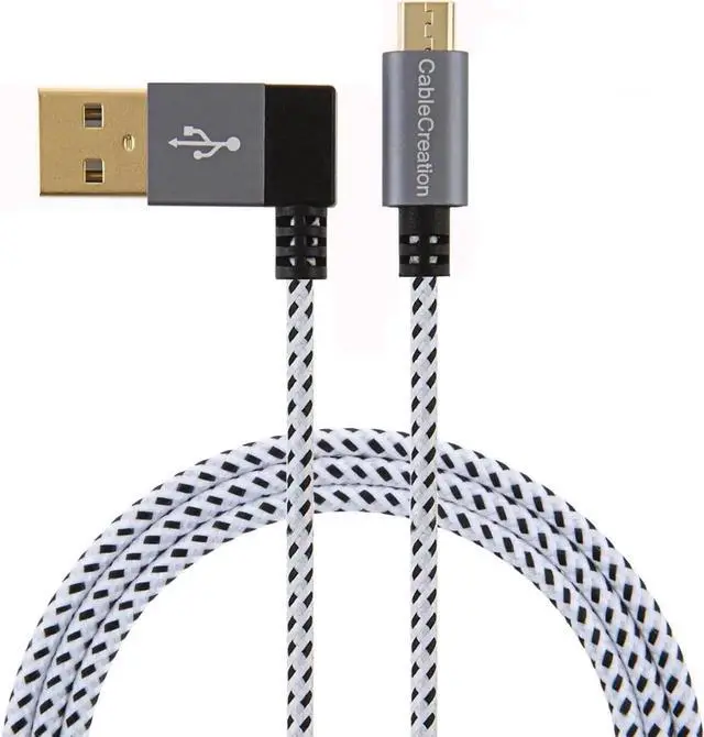 Main image of 2 Pack L Shape Micro USB Cable, 90 Degree Micro USB Data Charging Cable 3 FT, Compatible with Samsung Galaxy S7 Edge, Moto G5, PS4, Space Gray
