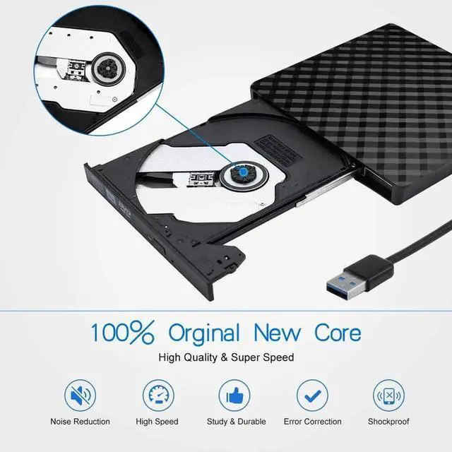 Alt view image 2 of 7 - External CD DVD Drive, USB 3.0 Portable CD DVD +/-RW Drive Slim CD/DVD ROM Rewriter Burner Superdrive High Speed Data Transfer for Laptop Desktop MacBook PC Windows Linux Os-White