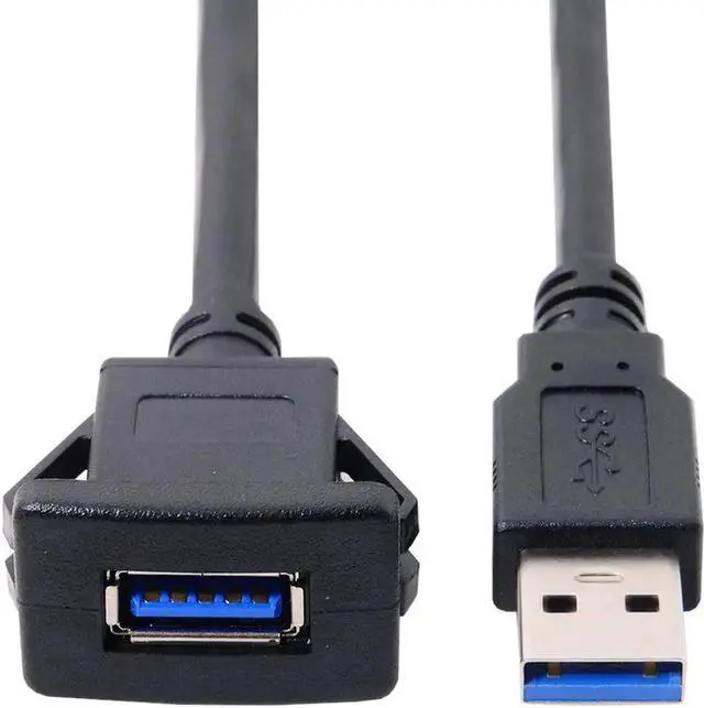 Main image of USB 3.0 Single Port Extension Latch Mount Car AUX Cable for Dashboard Panel 1m Waterproof