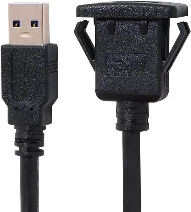 Alt view image 2 of 5 - USB 3.0 Single Port Extension Latch Mount Car AUX Cable for Dashboard Panel 1m Waterproof
