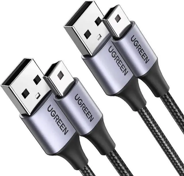 Main image of Mini USB Cable, 2 Pack (6 FT +6 FT) USB 2.0 Cable Nylon Braided USB Mini B Charging Cord Compatible with GoPro Hero 3+, PS3 Controller, Digital Camer, Dash Cam, MP3 Player, Garmin Nuvi GPS