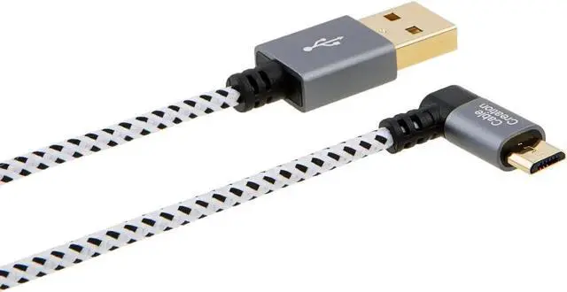 Alt view image 2 of 5 - 10 Feet Left Angle Micro USB 2.0 Braided Cable, 90 Degree Vertical Left USB 2.0 A Male to Micro USB Male with Aluminium Case,3Meters, Space Gray