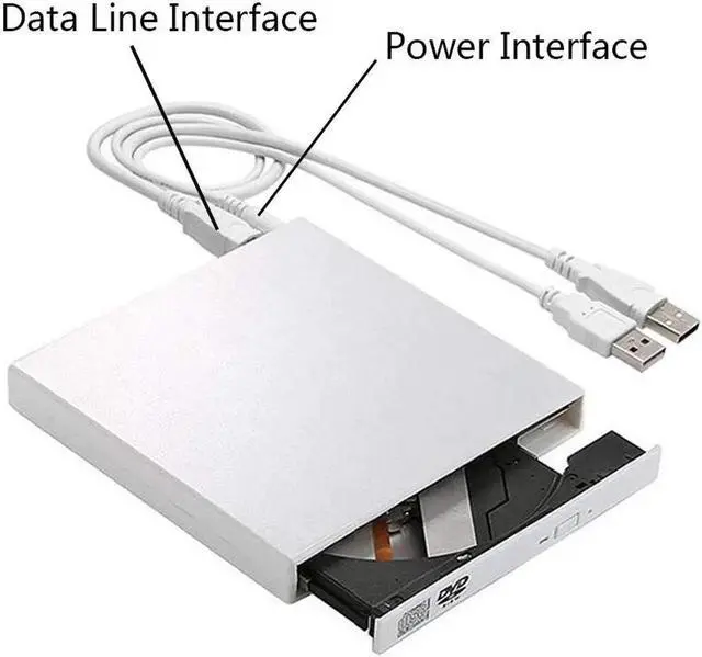 Alt view image 4 of 7 - External USB2.0 CD Drive, Protable External DVD Drive, USB Slim Portable CD-RW DVD-R Combo Burner Writer Player for Laptop Notebook PC Desktop Computer, White