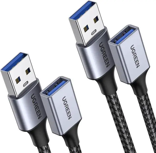 Main image of USB Extension 2 Pack, (3 FT+ 3 FT) USB 3.0 Extender USB Cable Male to Female 5Gbps Data Transfer Compatible with Printers, Mouse, Keyboard, Flash Drive, Hard Drive, Hub, Oculus VR, Xbox