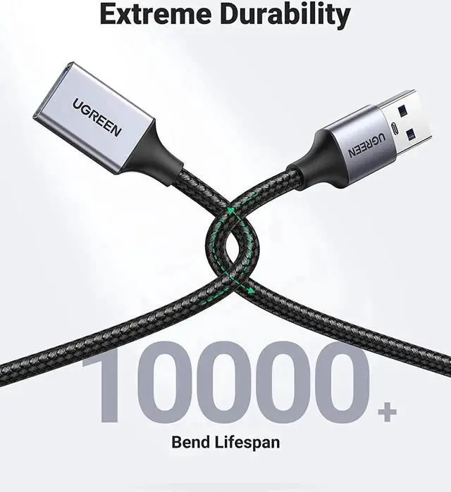 Alt view image 5 of 7 - USB Extension 2 Pack, (3 FT+ 3 FT) USB 3.0 Extender USB Cable Male to Female 5Gbps Data Transfer Compatible with Printers, Mouse, Keyboard, Flash Drive, Hard Drive, Hub, Oculus VR, Xbox