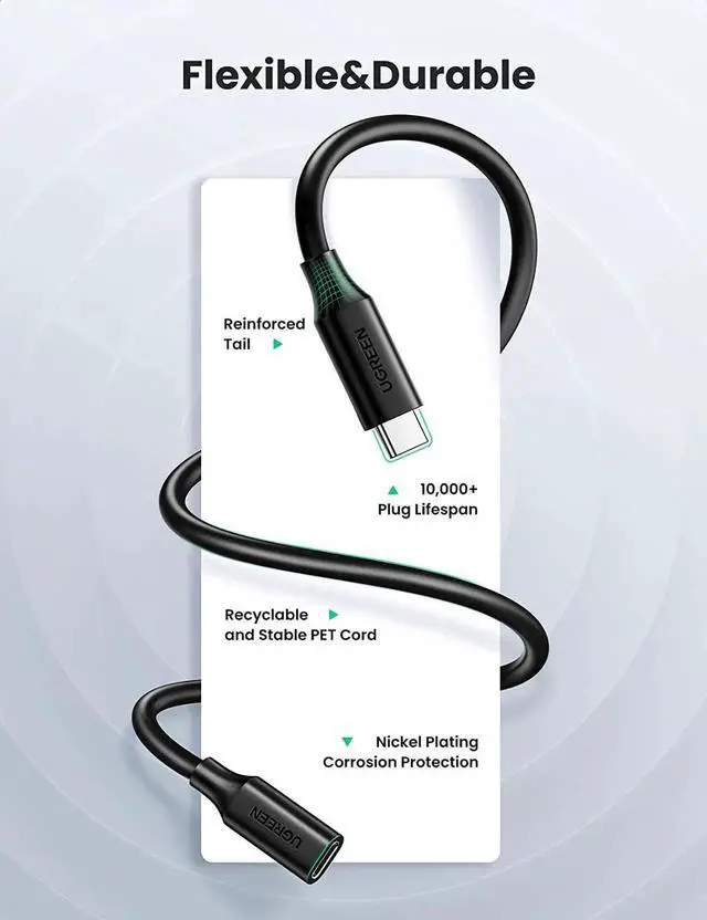 Alt view image 6 of 7 - USB Type C Extension Cable - Extender 3FT Male to Female USB 3.2(10Gbps) Fast Charging Thunderbolt 3 Compatible with MacBook Pro iPad Pro Dell XPS Surface Nintendo Switch DJI Mavic Dongle Hub