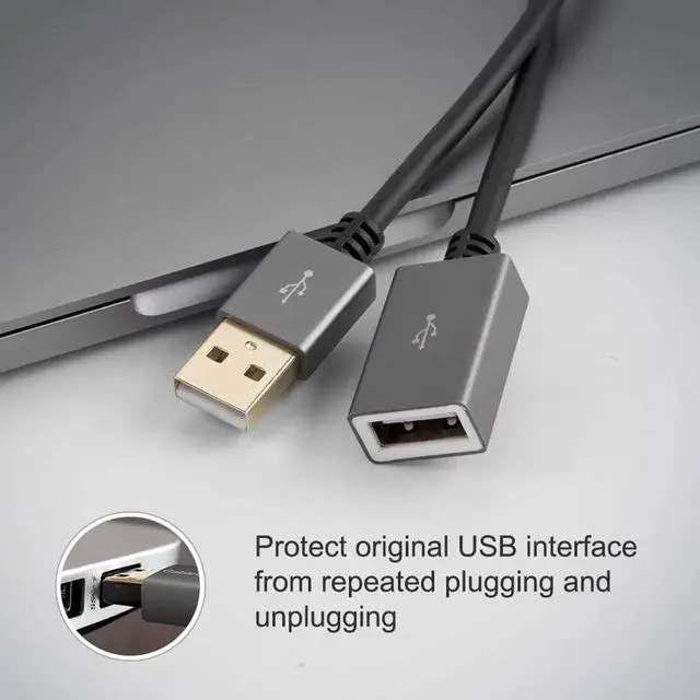 Alt view image 3 of 7 - USB 2.0 Extension Cable, USB A Male to Female Extender for Gamepad, Flash Drive, Mouse, Keyboard, Printer, Scanner, Card Reader (1.66ft) Black
