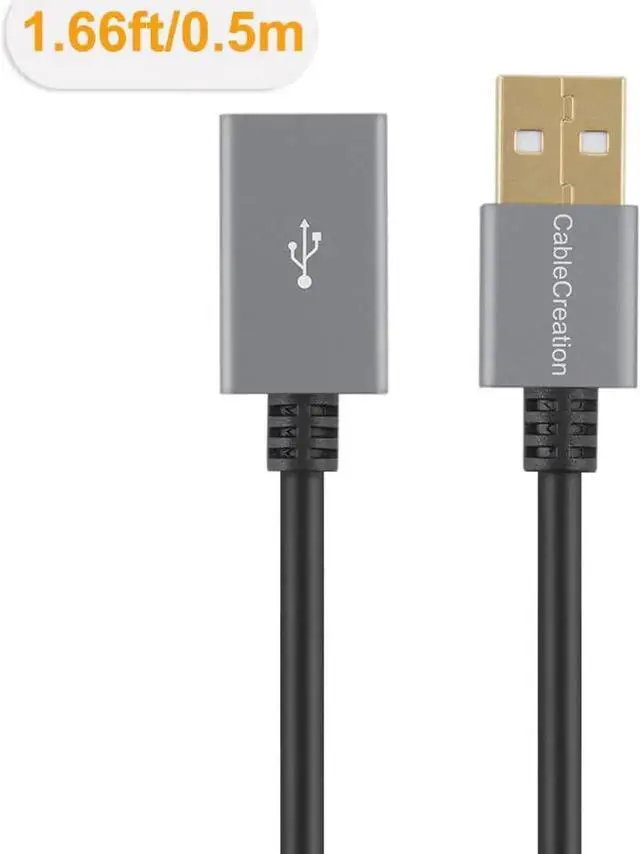 Alt view image 2 of 7 - USB 2.0 Extension Cable, USB A Male to Female Extender for Gamepad, Flash Drive, Mouse, Keyboard, Printer, Scanner, Card Reader (1.66ft) Black