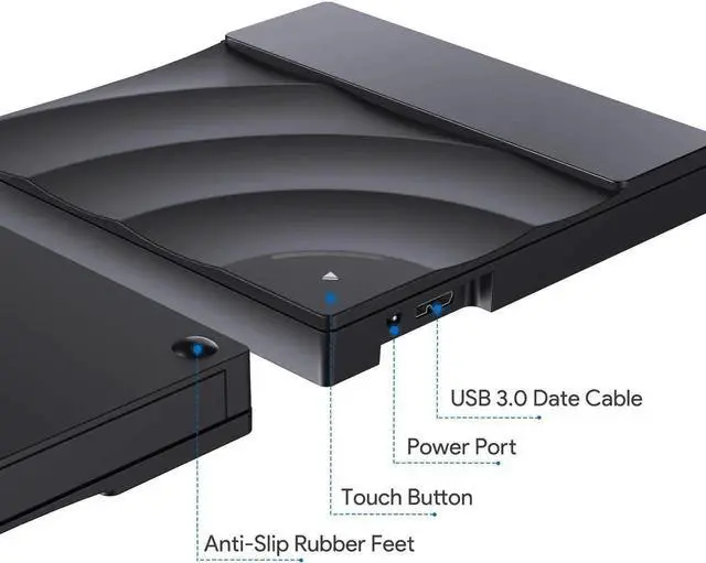 Alt view image 4 of 7 - External DVD Drive USB 3.0 USB-C CD Burner CD/DVD +/-RW Optical Drive,Slim Portable DVD CD ROM Rewriter Writer Duplicator with Touch Sensitive Button for Laptop Desktop PC