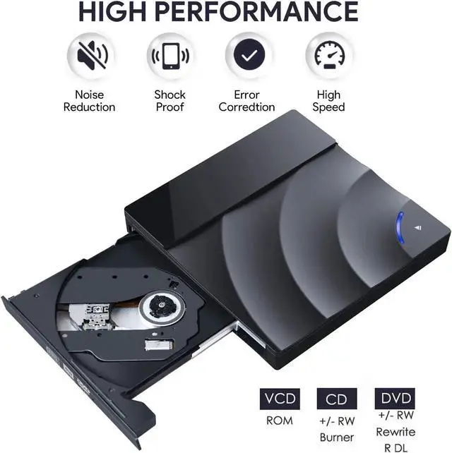 Alt view image 3 of 7 - External DVD Drive USB 3.0 USB-C CD Burner CD/DVD +/-RW Optical Drive,Slim Portable DVD CD ROM Rewriter Writer Duplicator with Touch Sensitive Button for Laptop Desktop PC