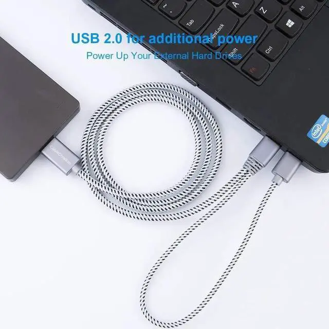 Alt view image 5 of 7 - External Hard Drive Cord, USB 3.0 to Micro USB Y Cable with USB 2.0 Charge Cord, Compatible Samsung Note 3, External Hard Drive, HD Camera