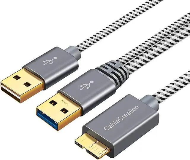 Main image of External Hard Drive Cord, USB 3.0 to Micro USB Y Cable with USB 2.0 Charge Cord, Compatible Samsung Note 3, External Hard Drive, HD Camera