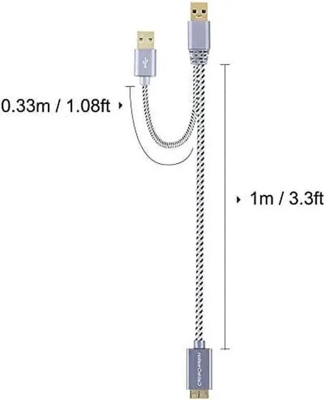 Alt view image 4 of 7 - External Hard Drive Cord, USB 3.0 to Micro USB Y Cable with USB 2.0 Charge Cord, Compatible Samsung Note 3, External Hard Drive, HD Camera