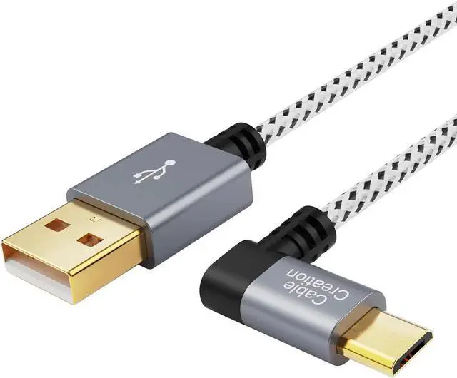 Main image of [2-Pack 10 Feet Right Angle Micro USB 2.0 Braided Cable, 90 Degree Vertical Right USB 2.0 A Male to Micro USB Male with Aluminium Case,3 Meters, Space Gray