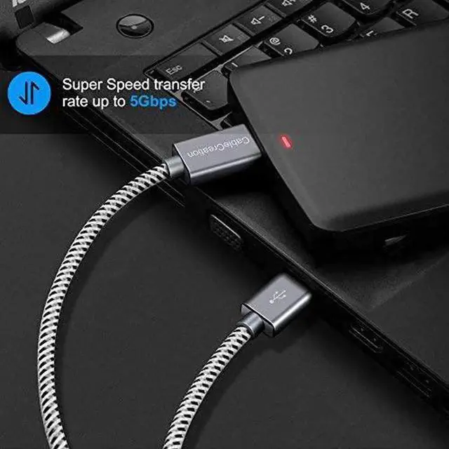 Alt view image 5 of 7 - USB 3.0 Micro Cable, USB 3.0 A to Micro B Cord, Compatible with External Hard Drive, HD Camera, Charging Samsung Galaxy S5, Note 3/N9000, 3.3FT / 1M, Space Gray Aluminum