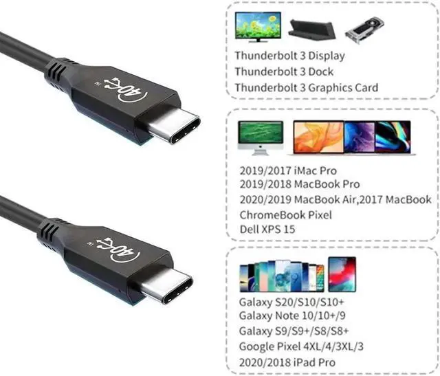 Alt view image 2 of 7 - USB-IF Certified USB4 USB4.0 USB-C Type-C Male to USB-C Type-C Male USB4 Cable 40Gbps with 100W Charging Compatible 0.5M