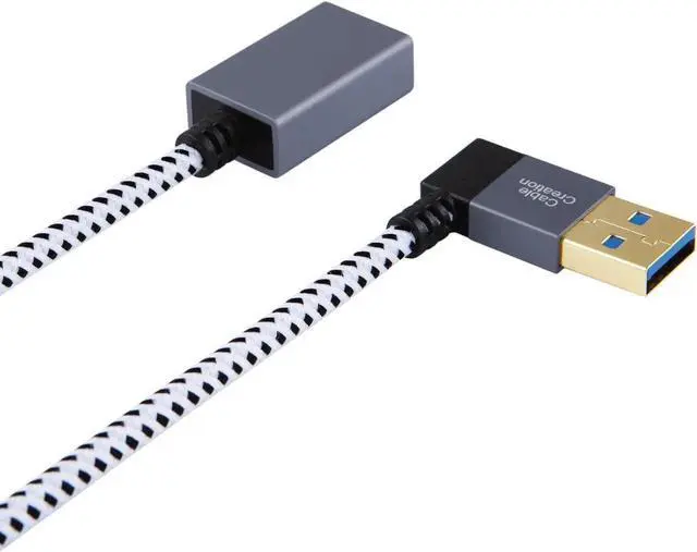 Alt view image 2 of 6 - 1 FT USB 3.0 Extension Cable, Left Angle USB 3.0 Male to Female Extender Cord, 90 Degree USB 3.0 Adapter, for Oculus VR, Playstation, Xbox, Keyboard, Space Gray Aluminum