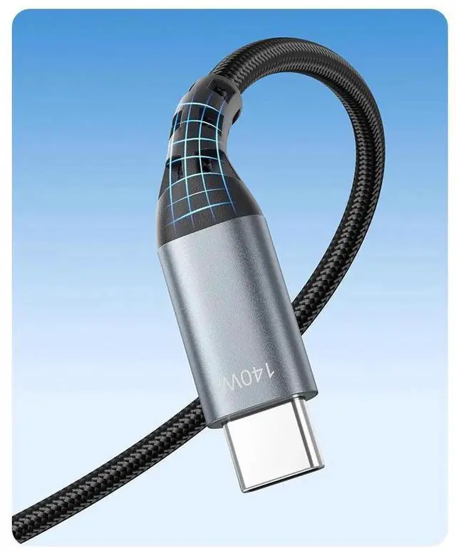 Alt view image 6 of 7 - USB C Cable,4 ft 1.2M 2-in-1 USB C to USB C Cable 140W Max,Fast Charging for iPhone 16/16 Pro/16 Pro Max/16 Plus/15 Series,Galaxy S24,MacBook Air/Pro,Thinkpad,iPad,and More(USB 2.0,Braided,Black)