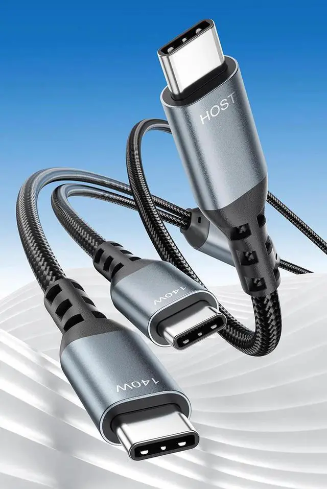 Alt view image 4 of 7 - USB C Cable,4 ft 1.2M 2-in-1 USB C to USB C Cable 140W Max,Fast Charging for iPhone 16/16 Pro/16 Pro Max/16 Plus/15 Series,Galaxy S24,MacBook Air/Pro,Thinkpad,iPad,and More(USB 2.0,Braided,Black)