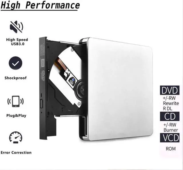 Alt view image 4 of 7 - Premium External CD DVD Drive USB 3.0&Type-C Protable USB CD DVD ROM +/-RW Optical Player Drive Reader Writer Burner for Windows 10 Laptop and Desktop, Linux PC, MacBook Pro/Air, iMac, Silver