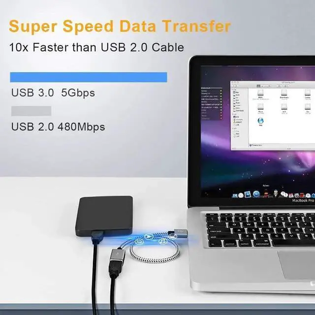 Alt view image 2 of 7 - 3.3 FT USB 3.0 Extension Cable, USB Male to Female Extender Cord, Compatible Oculus VR, Playstation, Xbox, Keyboard, Printer, Scanner, Space Gray Aluminum