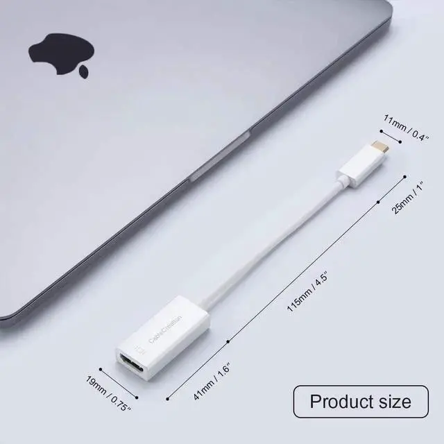 Alt view image 7 of 7 - USB C to HDMI 4K @60Hz, USB Type C (Compatible Thunderbolt 3) to HDMI Adapter, Compatible with MacBook Pro/iMac 2017/Surface Book 2/Chromebook Pixel/Yoga 920/XPS 13/Galaxy S9, White