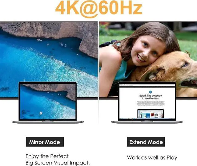 Alt view image 4 of 7 - USB C to HDMI 4K @60Hz, USB Type C (Compatible Thunderbolt 3) to HDMI Adapter, Compatible with MacBook Pro/iMac 2017/Surface Book 2/Chromebook Pixel/Yoga 920/XPS 13/Galaxy S9, White