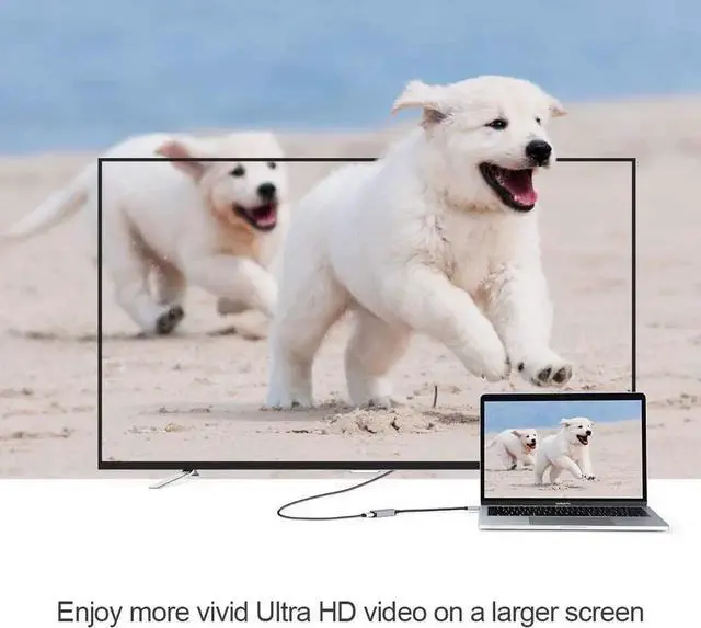 Alt view image 2 of 7 - USB C to HDMI 4K @60Hz, USB Type C (Compatible Thunderbolt 3) to HDMI Adapter, Compatible with MacBook Pro/iMac 2017/Surface Book 2/Chromebook Pixel/Yoga 920/XPS 13/Galaxy S9, White