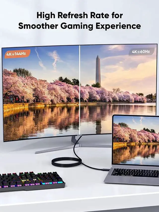 Alt view image 4 of 7 - Short USB4 Cable 0.5FT, Thunderbolt 4 Cable 40Gbps, 240W, 8K@60Hz, Compatible with Thunderbolt 3, Thunderbolt 4 and USB-C, 2Pack