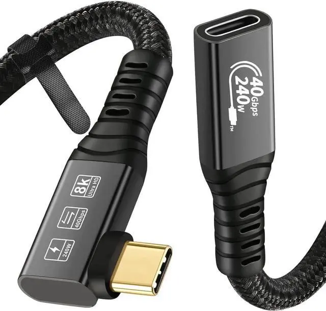 Main image of USB4 8K Cable 0.5M Thunderbolt 4 USB 4 Type-c Male Bend to Female Extension Cable Ultra HD 8K@60Hz 100W Charging 40Gbps Data Transfer Compatible with External SSD eGPU