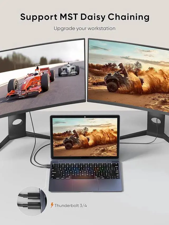 Alt view image 3 of 7 - 8K USB C to DisplayPort 1.4 Cable 6FT (8K@60Hz 4K@144Hz 2K@240Hz HDR) Type-C (Thunderbolt 3/4) to DP Cable 32.4Gbps Compatible with iPhone 16 15 Pro Max MacBook Pro/Air iPad XPS Galaxy