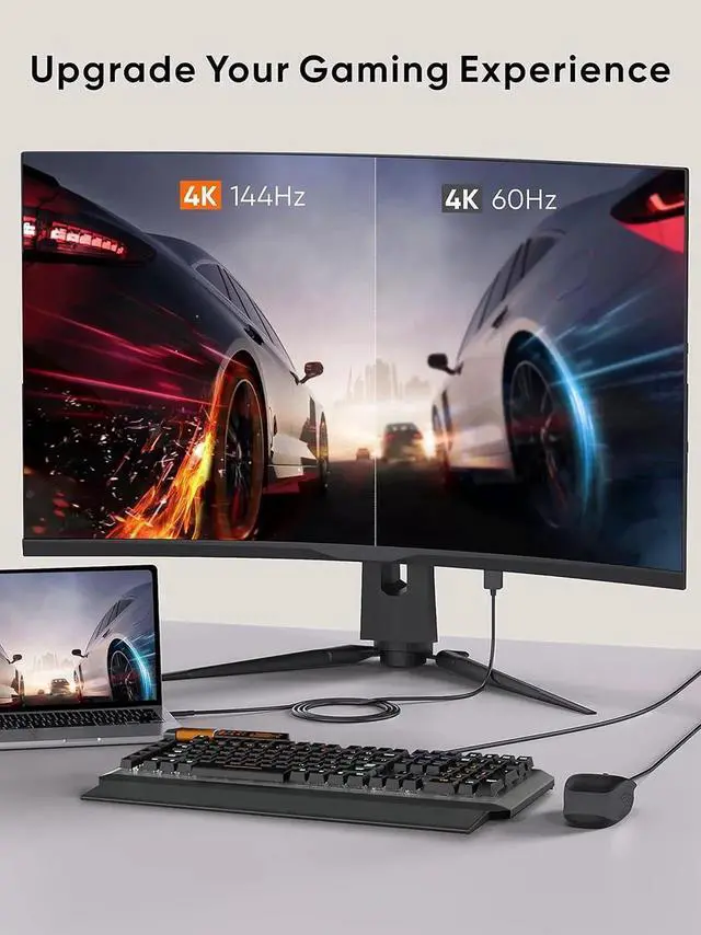 Alt view image 6 of 7 - 8K USB C to DisplayPort 1.4 Cable 6FT (8K@60Hz 4K@144Hz 2K@240Hz HDR) Type-C (Thunderbolt 3/4) to DP Cable 32.4Gbps Compatible with iPhone 16 15 Pro Max MacBook Pro/Air iPad XPS Galaxy