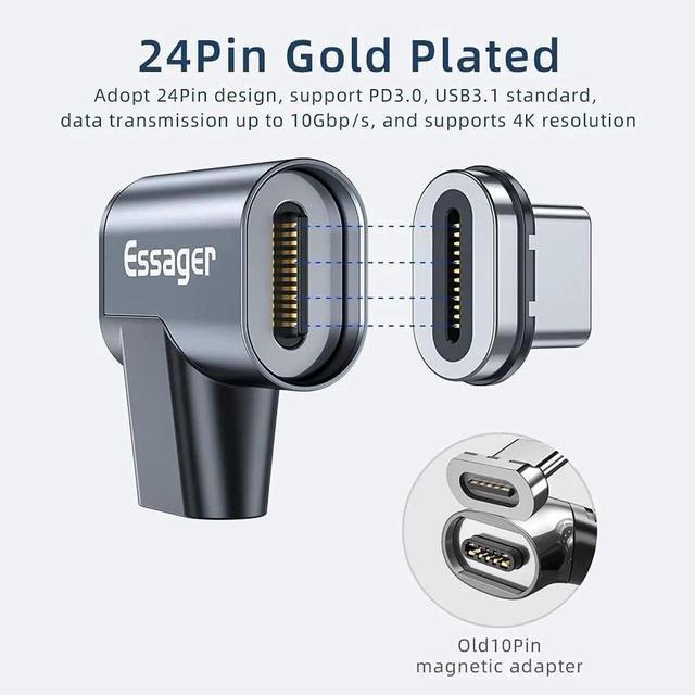 Alt view image 6 of 7 - USB C Magnetic Adapter 24Pins, Type C Magnetic Connector Support PD 100W USB3.1 Gen2x2 20Gbps Data Transfer 4K@60 Hz Video Output, Compatible with MacBook Pro/Air Type C Devices