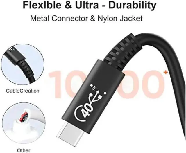 Alt view image 7 of 7 - USB 4 Cable for Thunderbolt 4/3, [USB-IF Certified] 2.6FT 40Gbps 100W USB C Cable, 8K 30Hz or Dual 4K 60Hz Video, Compatible with USB-C Docking Station, Hub, eGPU and More, 0.8M