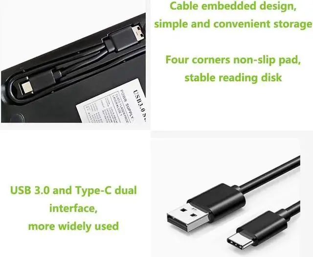 Alt view image 6 of 7 - External Blu-Ray Burner Player Drive with One Touch Pop up,USB 3.0&Type-C Portable CD DVD +/-RW Drive DVD/CD ROM Rewriter Burner Writer Compatible with Laptop Desktop PC Windows Mac Pro MacBook