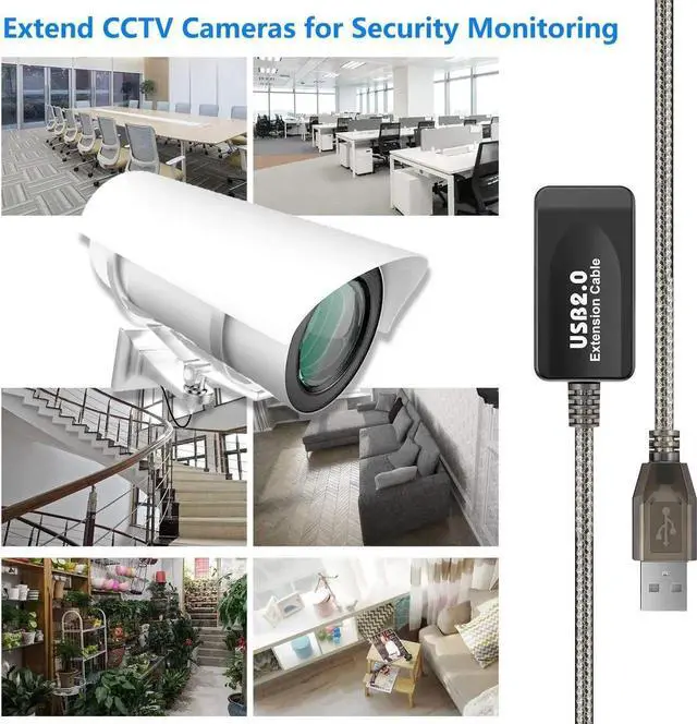 Alt view image 6 of 7 - USB 2.0 Extension Cable 50ft, Type A-Male to A-Female Active Repeater Extender Cord Compatible with Game Consoles, Printer, Camera